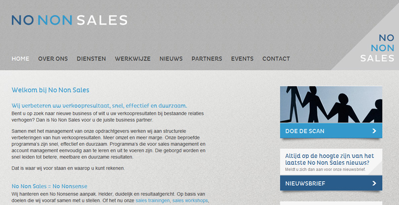 Detail van de Drupal website Nononsales